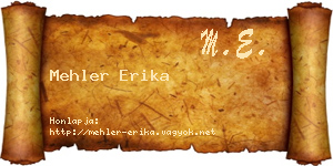 Mehler Erika névjegykártya
